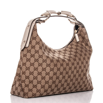 Gucci Monogram Medium Horsebit Chain Hobo Off White 3 of 7