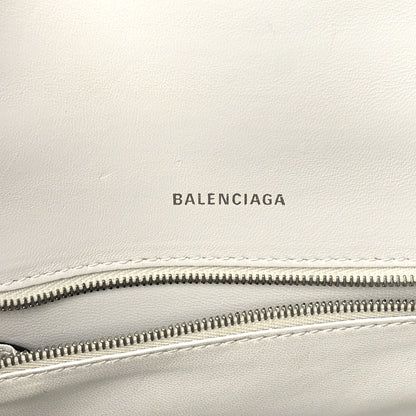 Balenciaga Shiny Calfskin Monochrome Crocodile Embossed Small Hourglass Top Handle Bag White 5 of 8