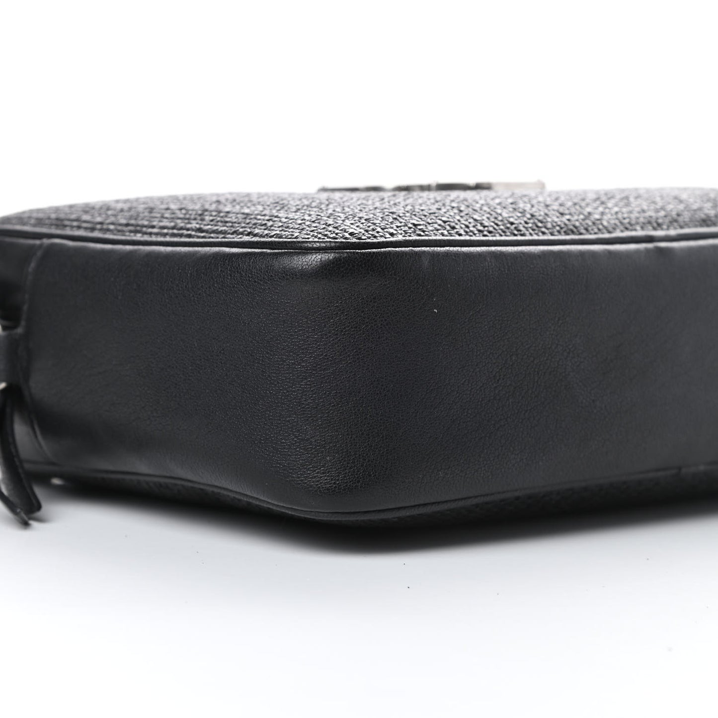 Raffia Canvas Monogram Lou Camera Bag Black