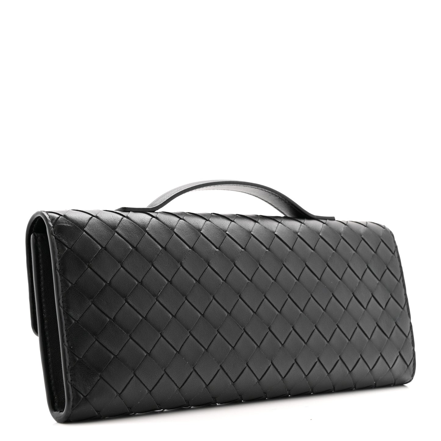 Nappa Intrecciato Long Andiamo Top Handle Clutch Black