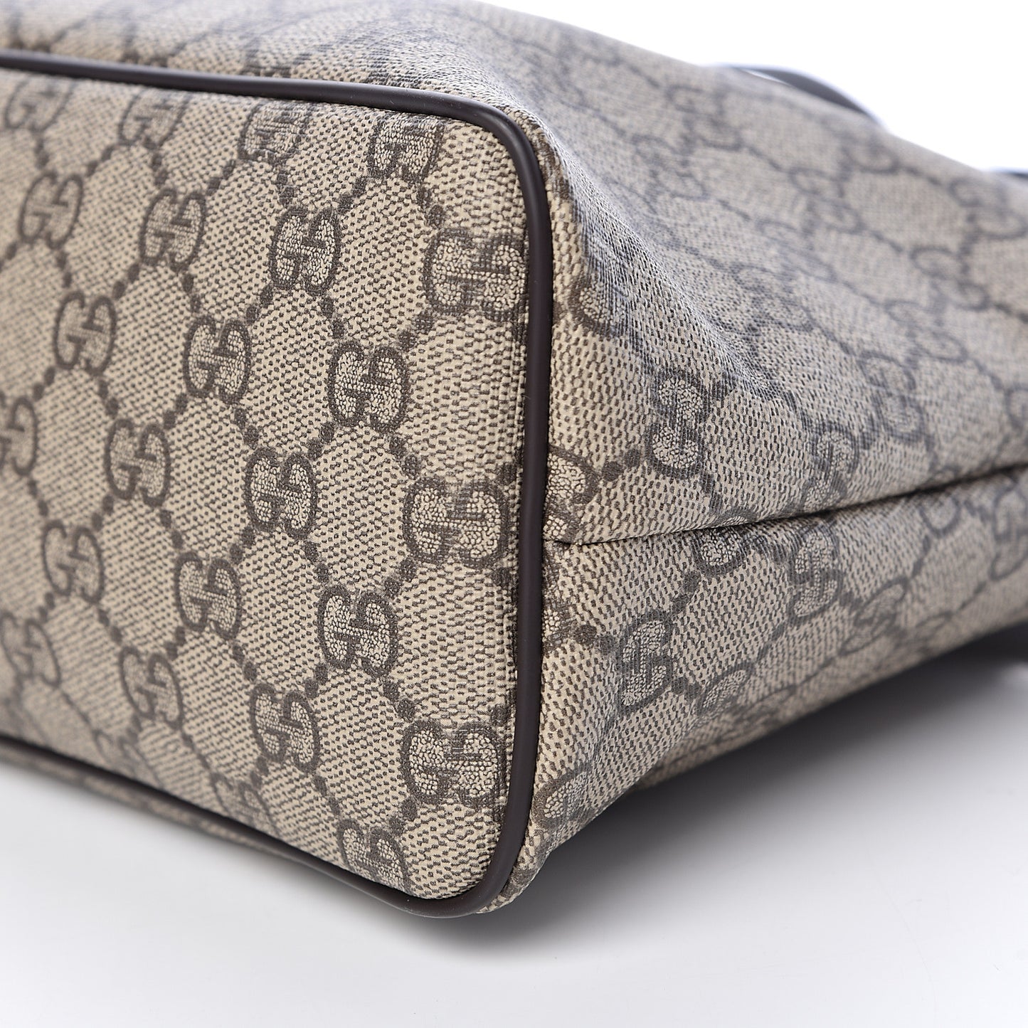 GG Supreme Monogram Small Zippered Tote Dark Brown