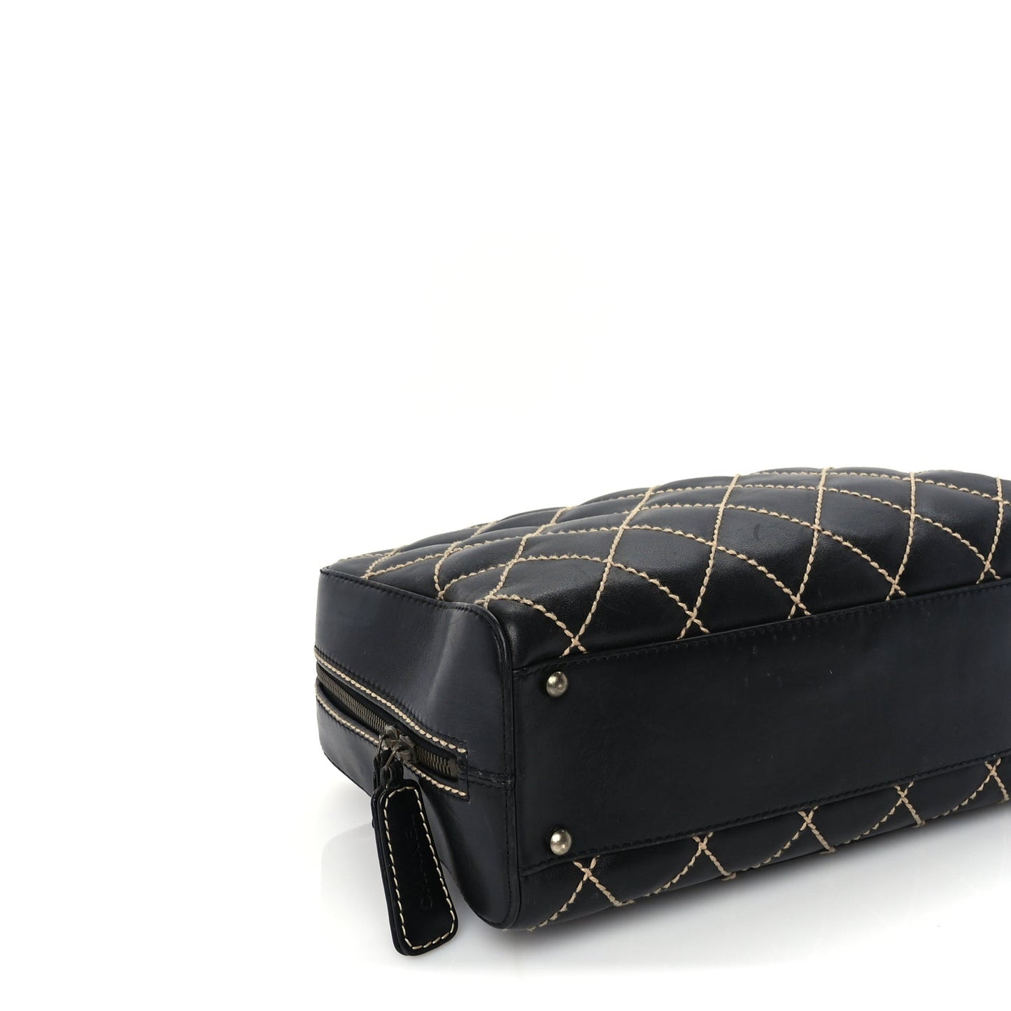 Calfskin Wild Stitch Top Handle Bag Black