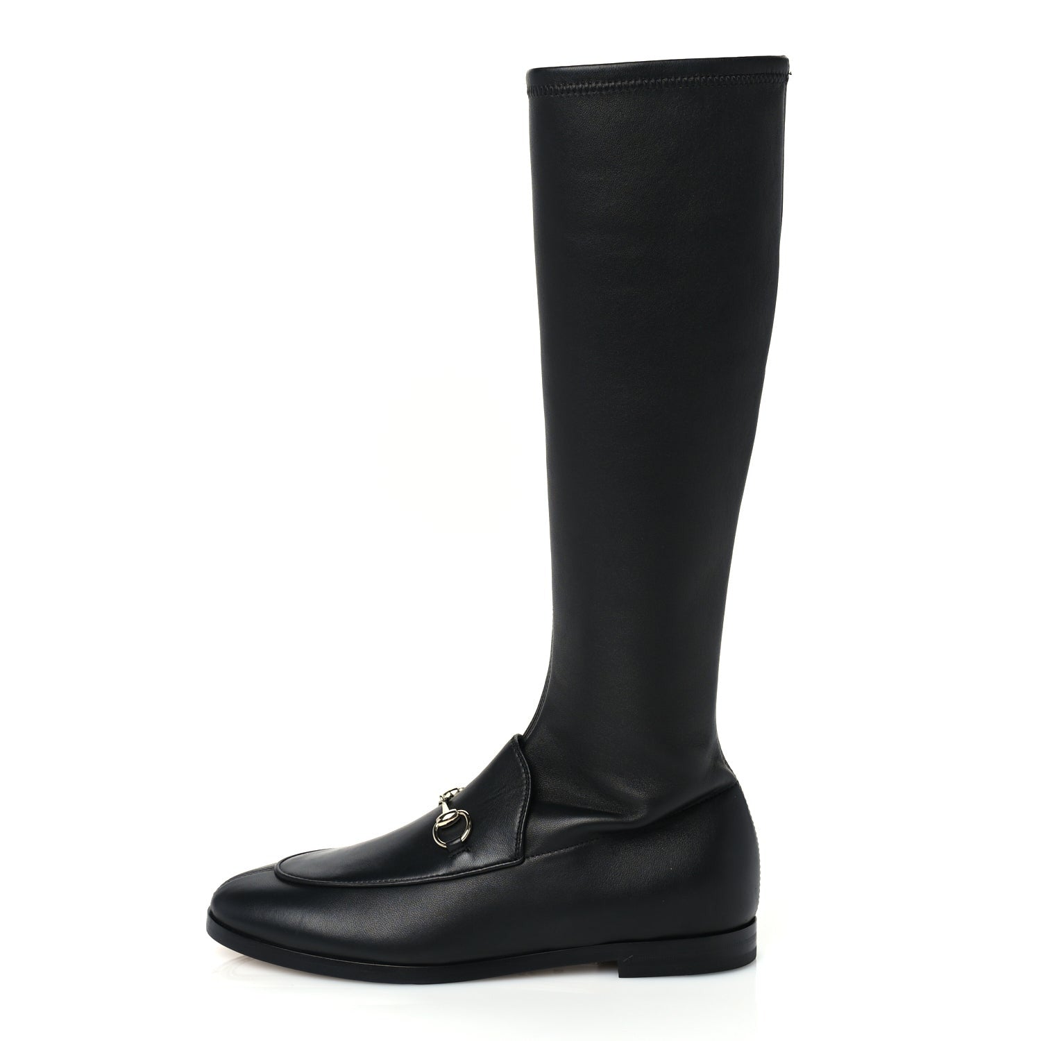 Gucci Nappa Horsebit Jordan Knee High Boots 37 Black 1 of 6