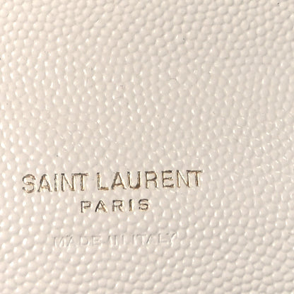 Saint Laurent Grain De Poudre Matelasse Chevron Monogram Envelope Clutch  Blanc Vintage 6 of 7