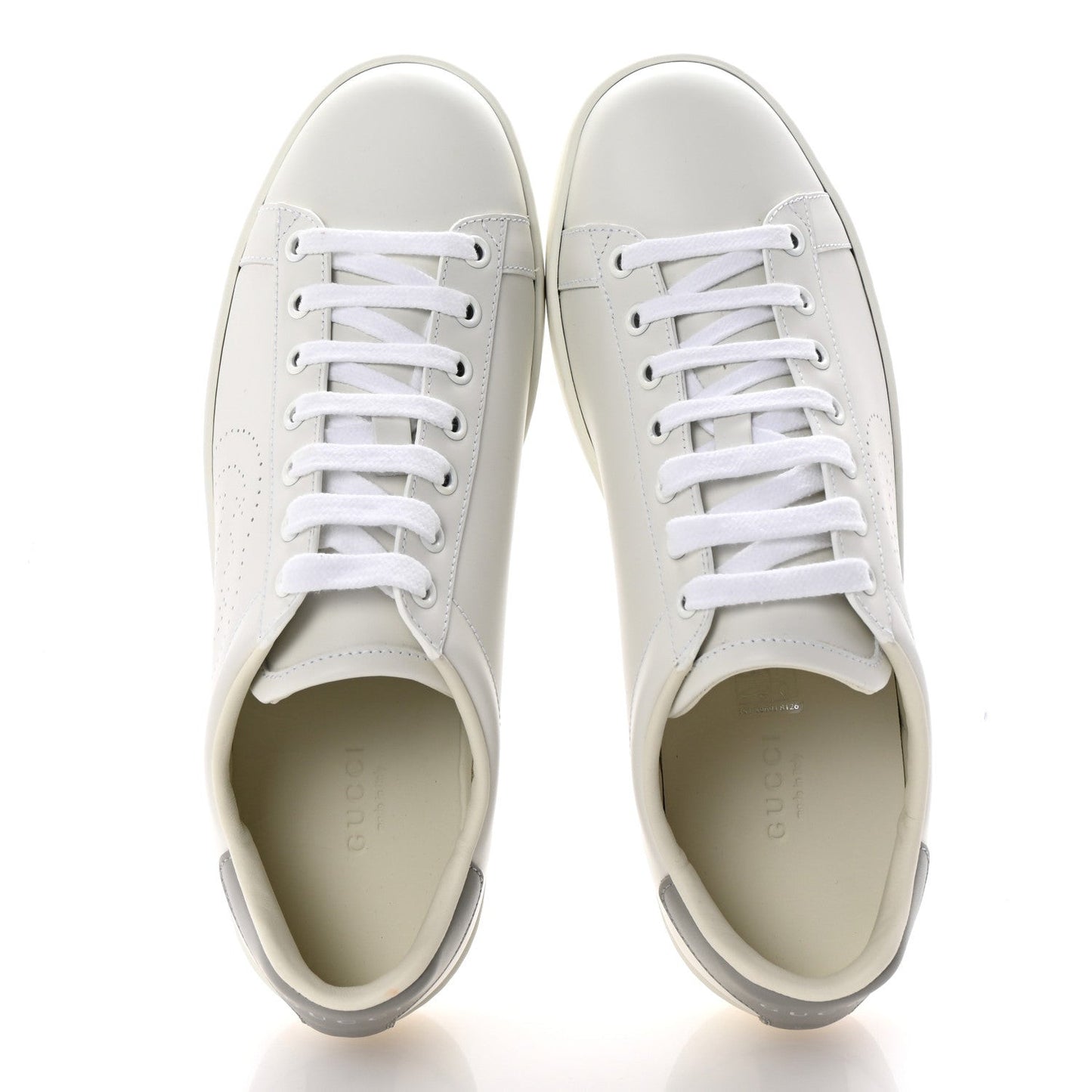 Calfskin InterLocking G Perforated Womens Ace Sneakers 38.5 White Grey Sky