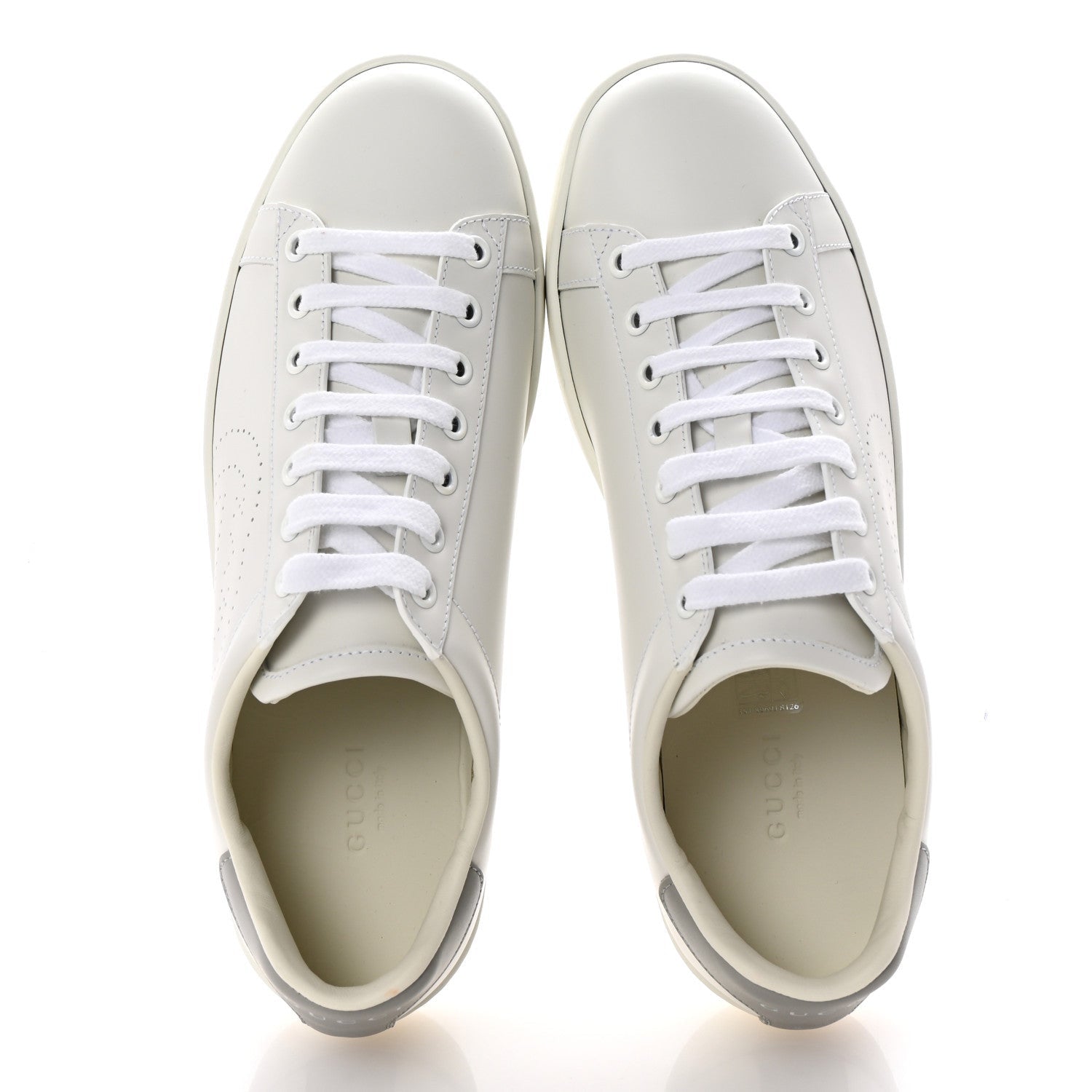 Gucci Calfskin InterLocking G Perforated Womens Ace Sneakers 38.5 White Grey Sky 2 of 7