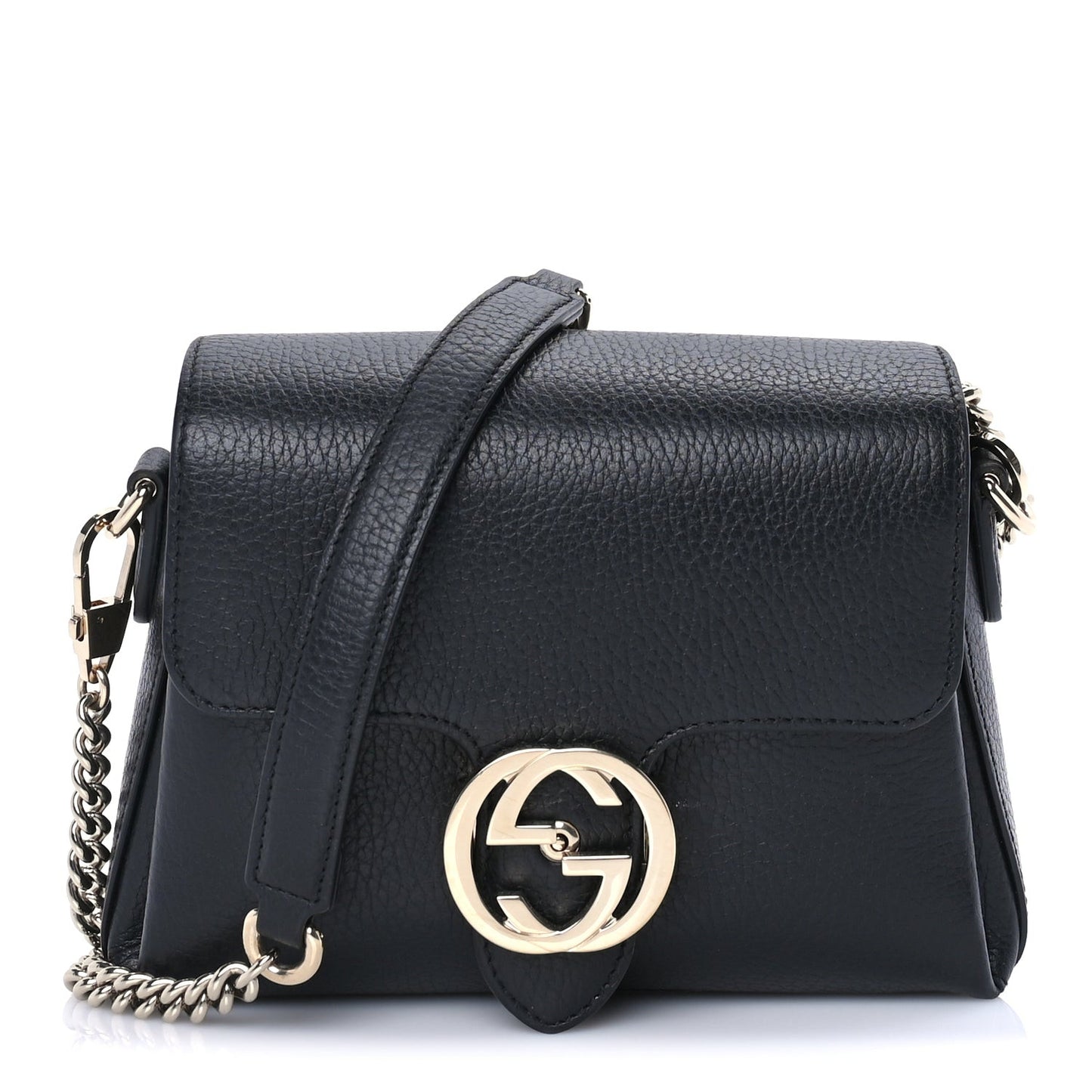 Dollar Calfskin Interlocking G Crossbody Bag Black