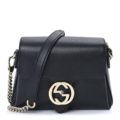 Gucci Dollar Calfskin Interlocking G Crossbody Bag Black 1 of 7