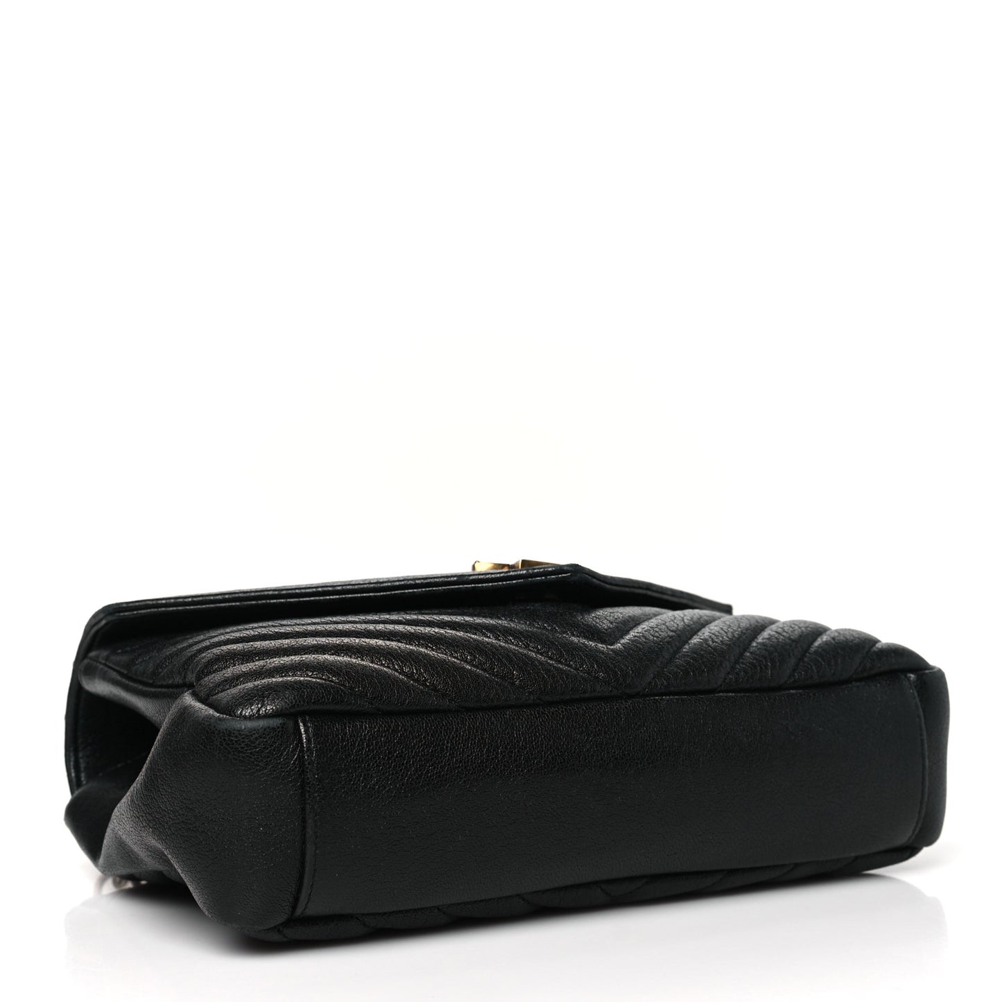 Sheepskin Matelasse Chevron Monogram Medium College Bag Black