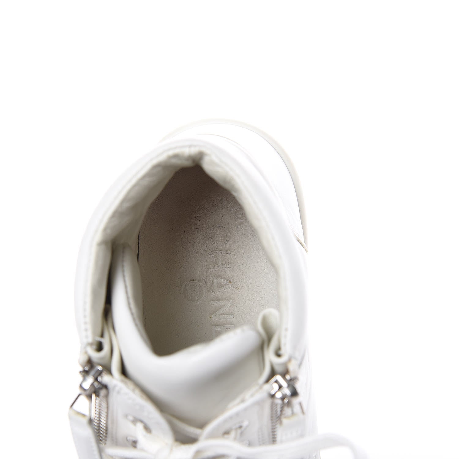 Chanel Calfskin High Top CC Sneakers 37 White 5 of 8