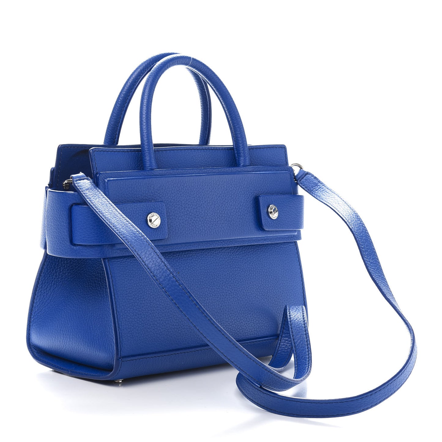 Grained Calfskin Mini Horizon Satchel Blue