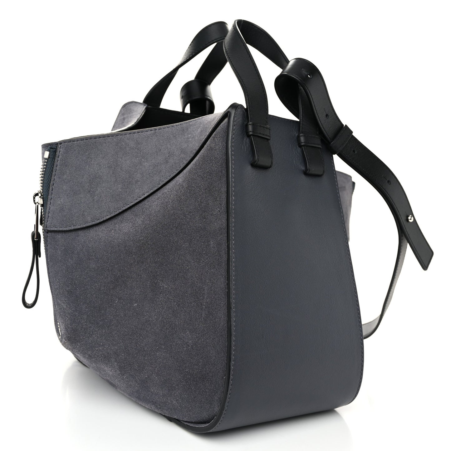 Calfskin Small Hammock Shoulder Bag Grey Black