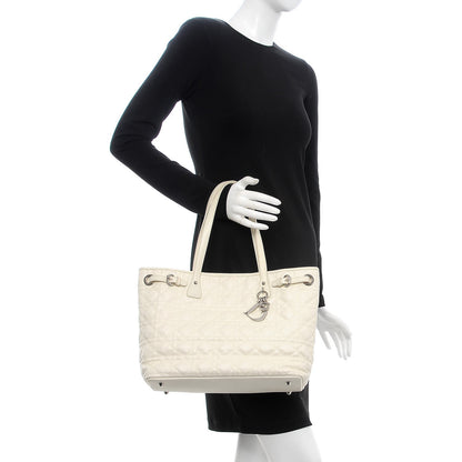 Christian Dior Coated Canvas Cannage Small Panarea Tote White 2 of 14