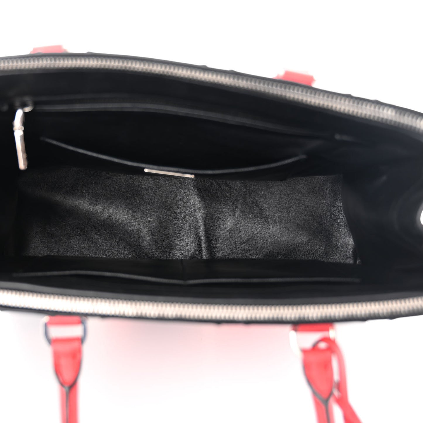 Saffiano Baiadera Striped Medium Galleria Double Zip Tote Black Fuoco White