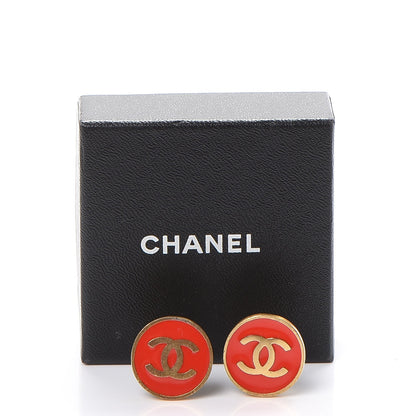 Chanel Enamel CC Clip On Earrings Red 5 of 5