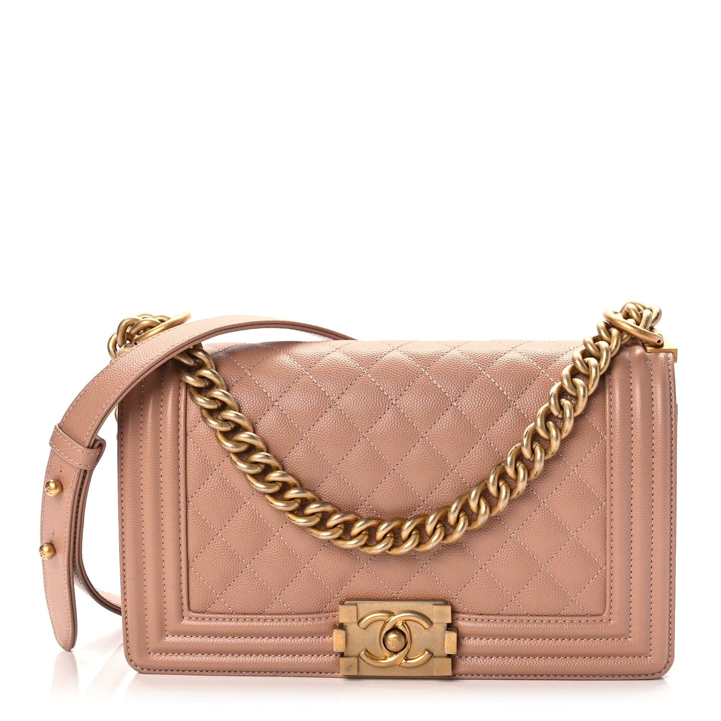 Caviar Quilted Medium Boy Flap Beige