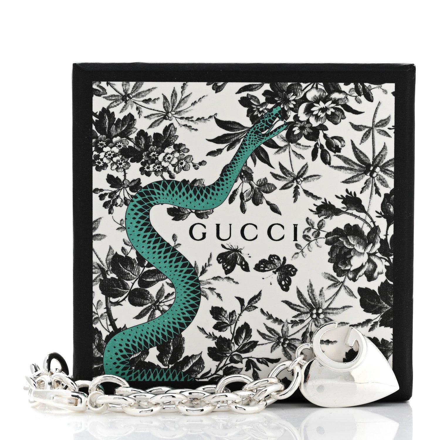 Gucci Sterling Silver G Heart Charm Link Bracelet 7 of 7