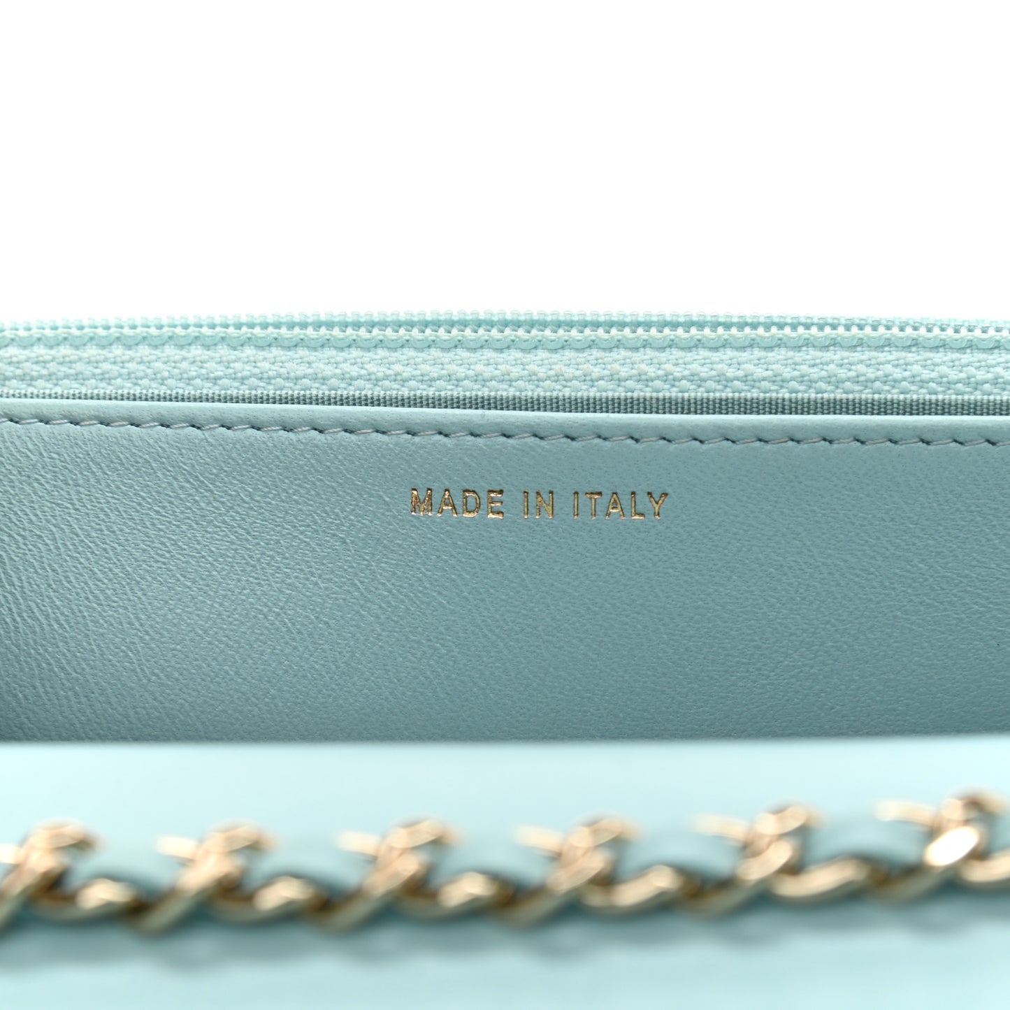 Lambskin Quilted Trendy CC Wallet On Chain WOC Light Blue