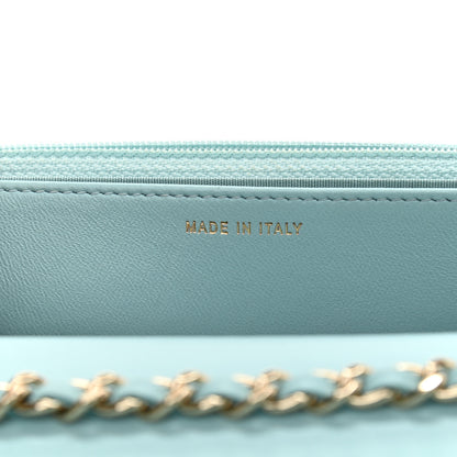 Chanel Lambskin Quilted Trendy CC Wallet On Chain WOC Light Blue 7 of 9