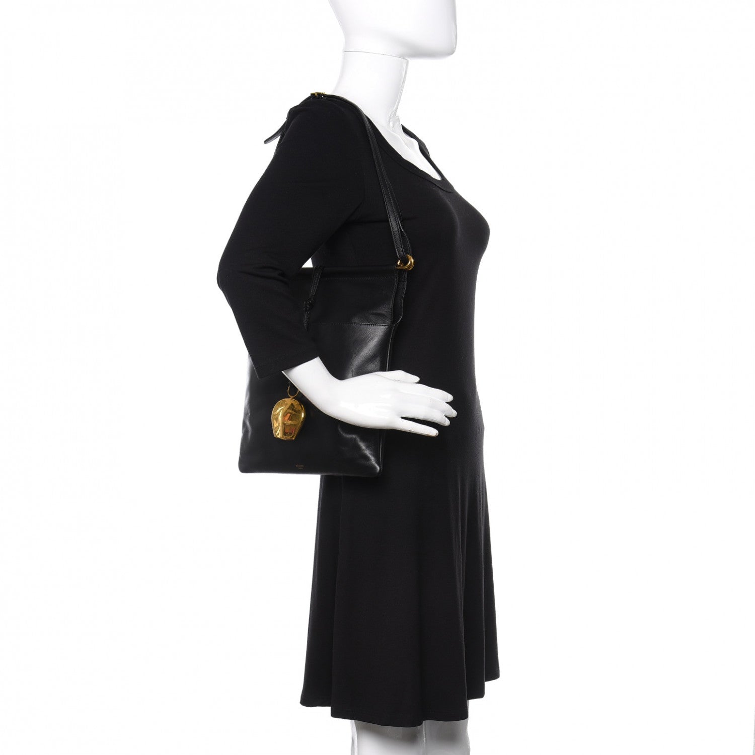 Celine Lambskin Shoulder Bag Black 2 of 11