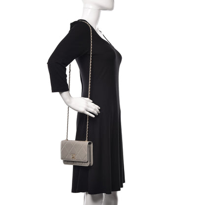 Chanel Lambskin Quilted Trendy CC Wallet On Chain WOC Grey 2 of 12