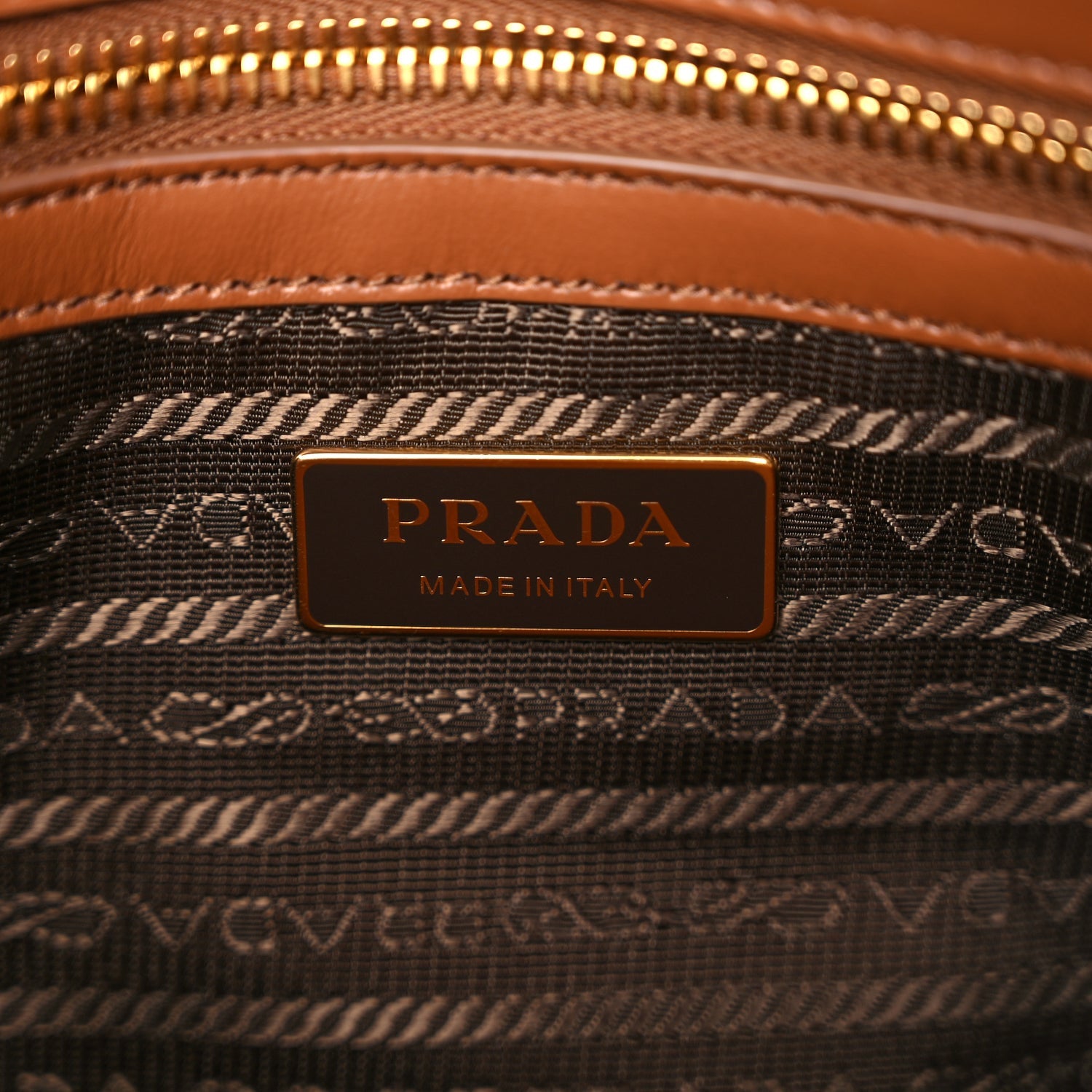 Prada Jacquard Saffiano Triangolo Symbole Embroidered Small Tote Tobacco Talco Tabacco/Talco 5 of 10