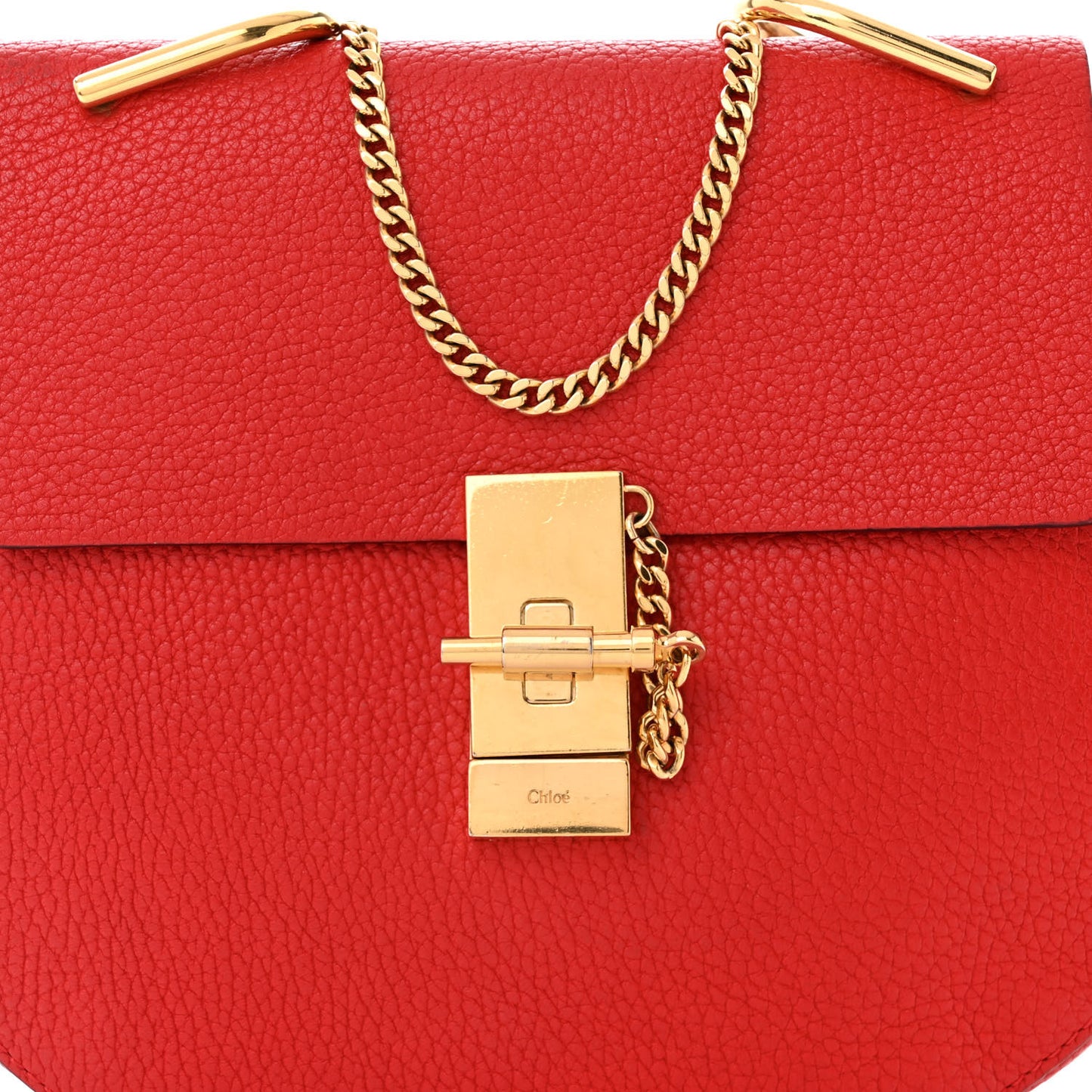 Grained Lambskin Drew Shoulder Bag Plaid Red