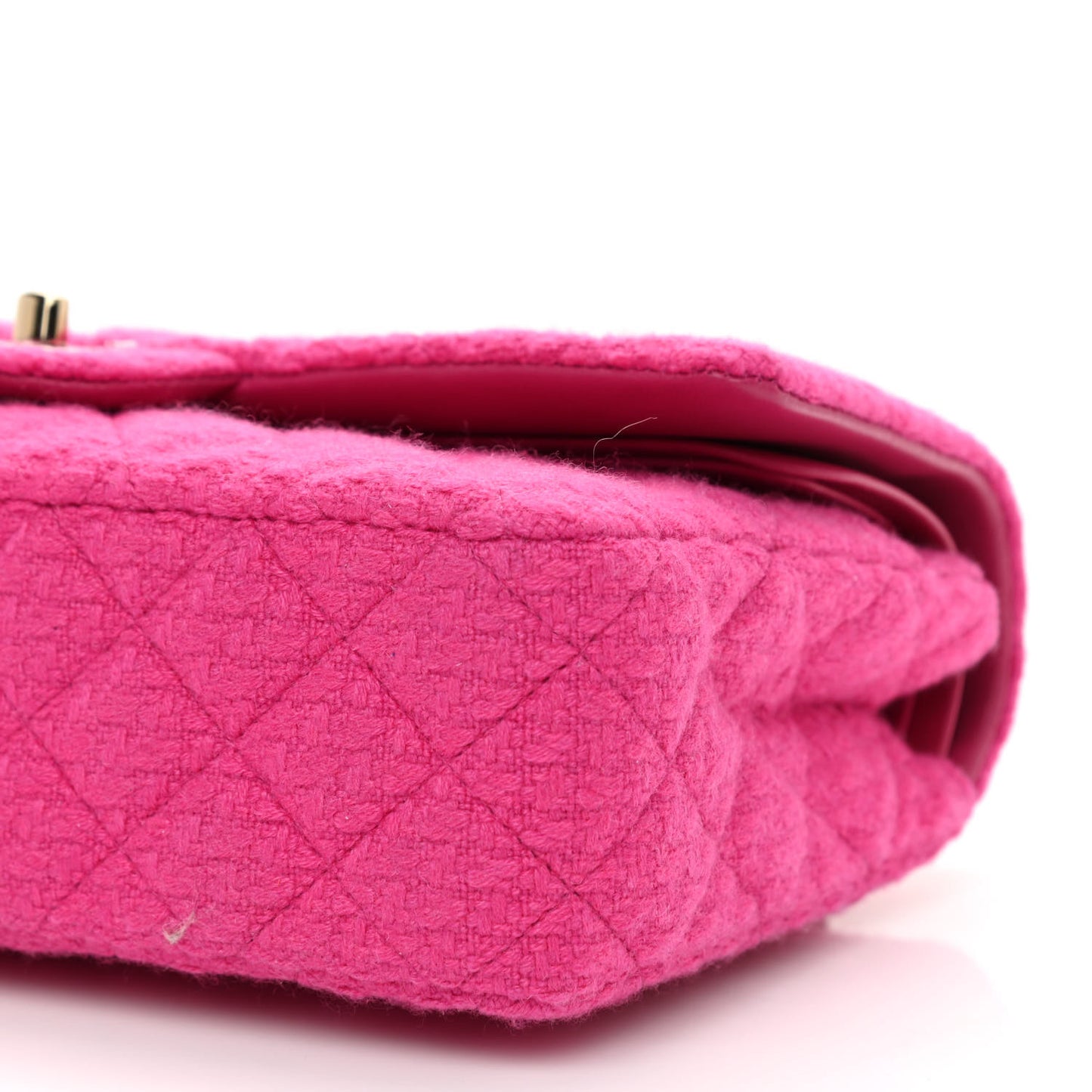 Tweed Quilted Medium Double Flap Fuchsia