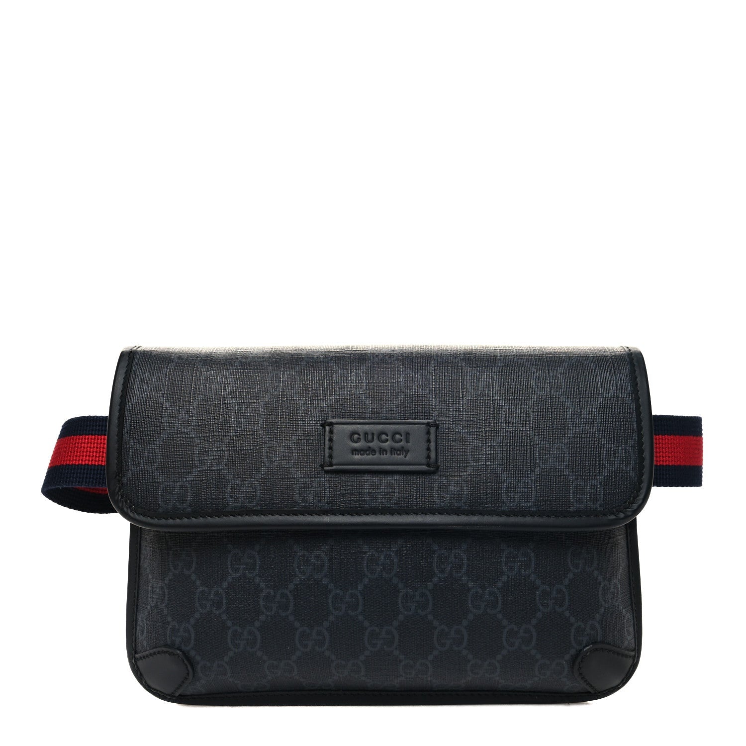 Gucci GG Supreme Monogram Web Slim Belt Bag Black Grey 1 of 9