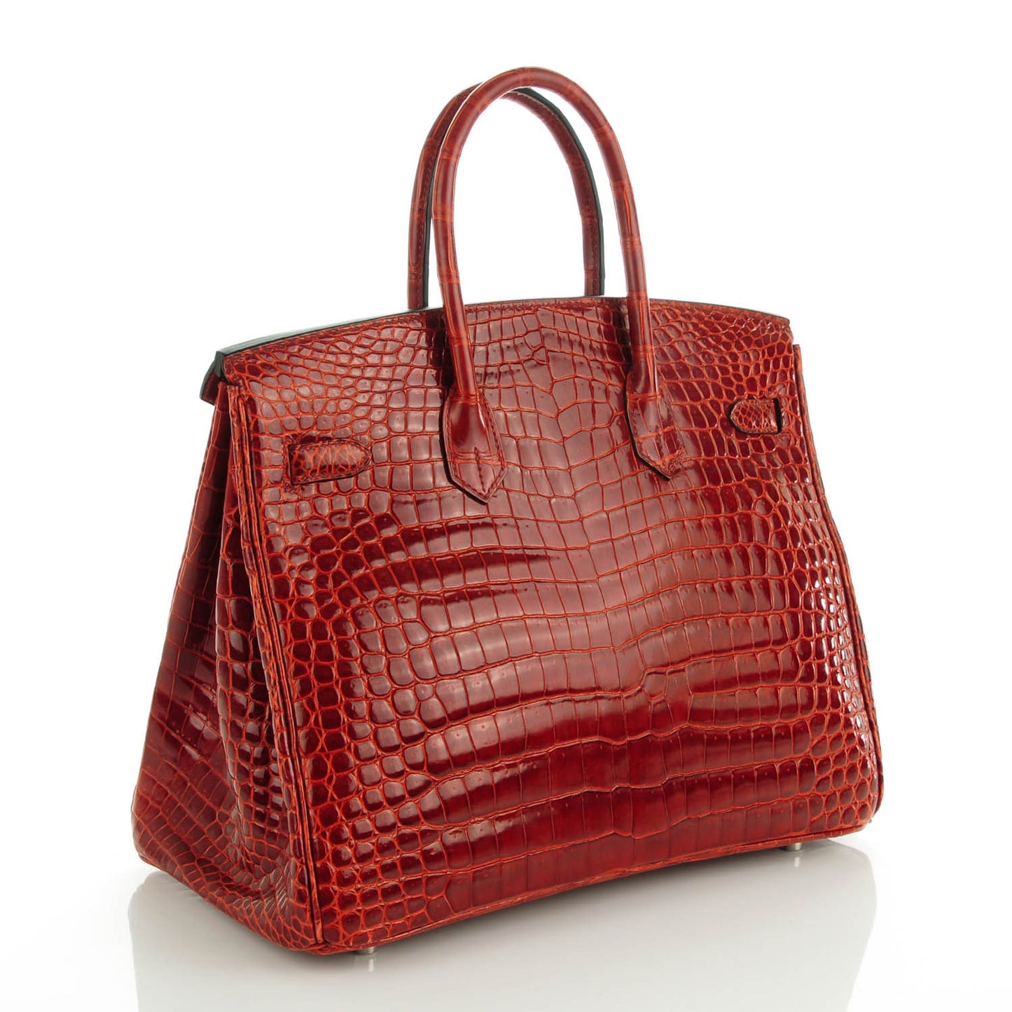 Shiny Porosus Crocodile Birkin 35 Rouge H