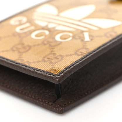 Gucci X ADIDAS Crystal Vintage Monogram Textured Dollar Calfskin Trefoil Logo Phone Crossbody Bag Mid Natural Nut Off White New Acero 11 of 11