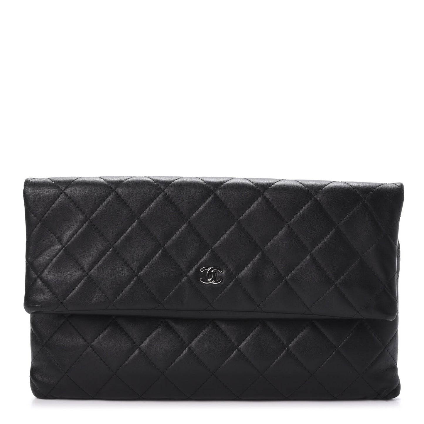 Lambskin Quilted CC Beauty Clutch Black