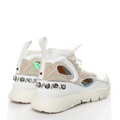 Valentino Garavani Mix Media Crystal Womens High Top Chunky Sneakers 41 White 4 of 10