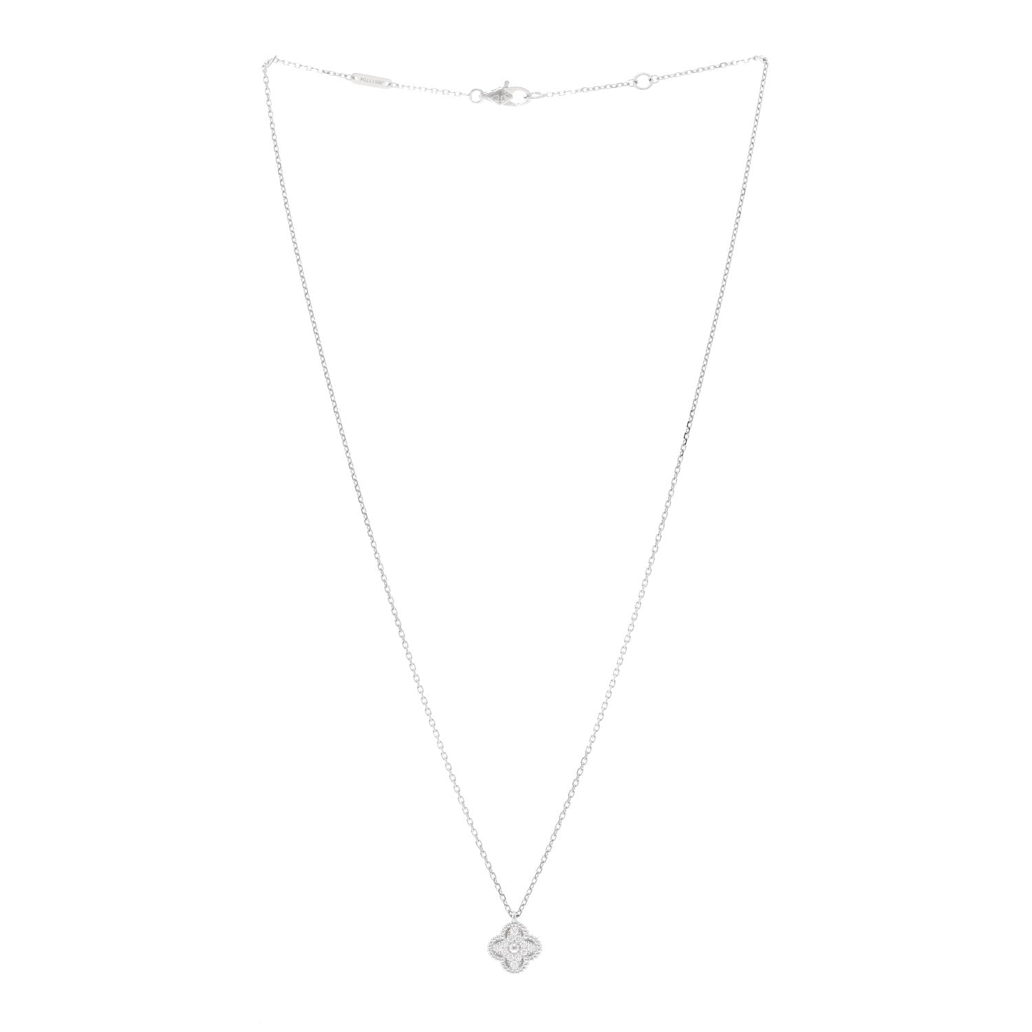 Van Cleef & Arpels 18K White Gold Diamond Sweet Alhambra Pendant Necklace 3 of 5