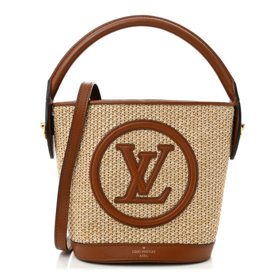 Kitted Raffia Petit Bucket Caramel