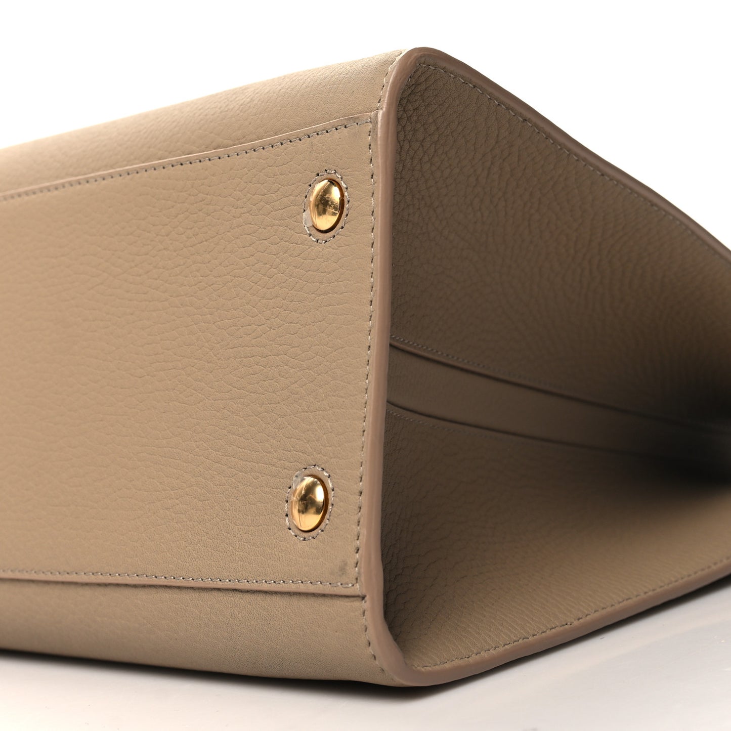 Grained Calfskin Medium Frances Tote Oat Beige