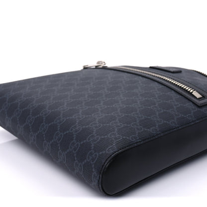 Gucci GG Supreme Monogram Appia Calfskin Web Flat Messenger Bag Black Grey 8 of 8