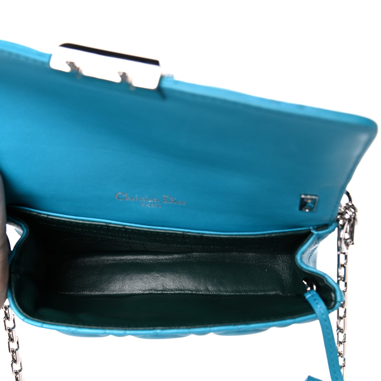 Christian Dior Lambskin Cannage Mini New Lock Pouch Blue 4 of 12