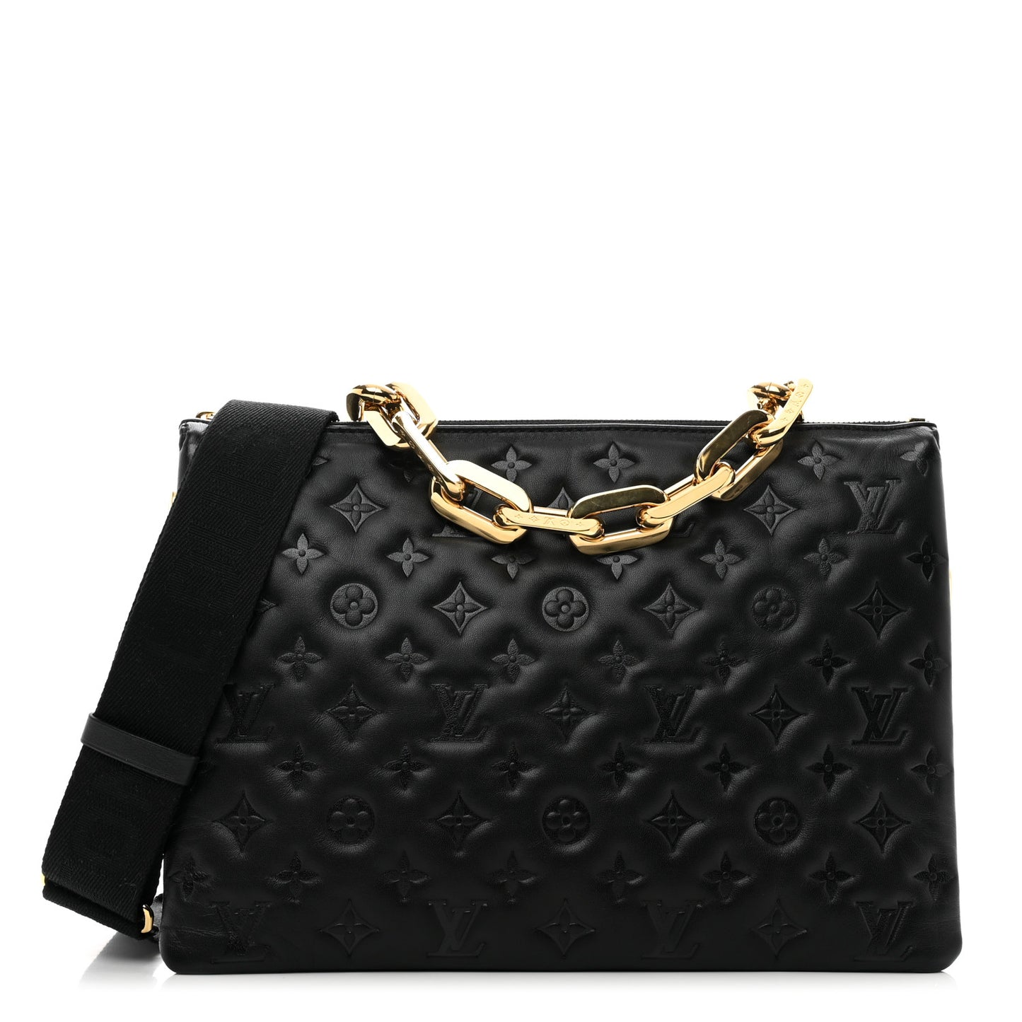 Lambskin Embossed Monogram Coussin MM Black