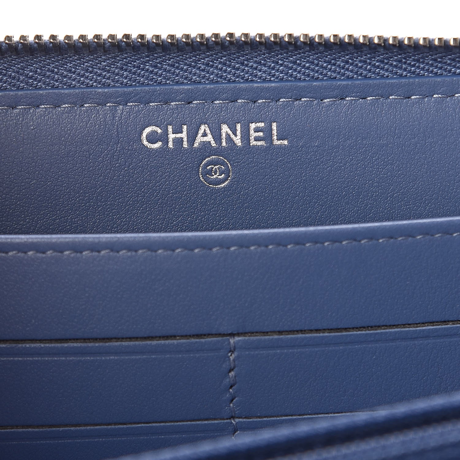 Chanel Canvas Deauville Large Zip Around Wallet Blue 6 of 8