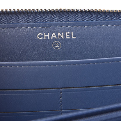 Chanel Canvas Deauville Large Zip Around Wallet Blue 6 of 8