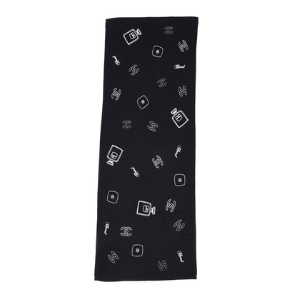 Chanel Wool Silk Cashmere CC Scarf Black 1 of 4