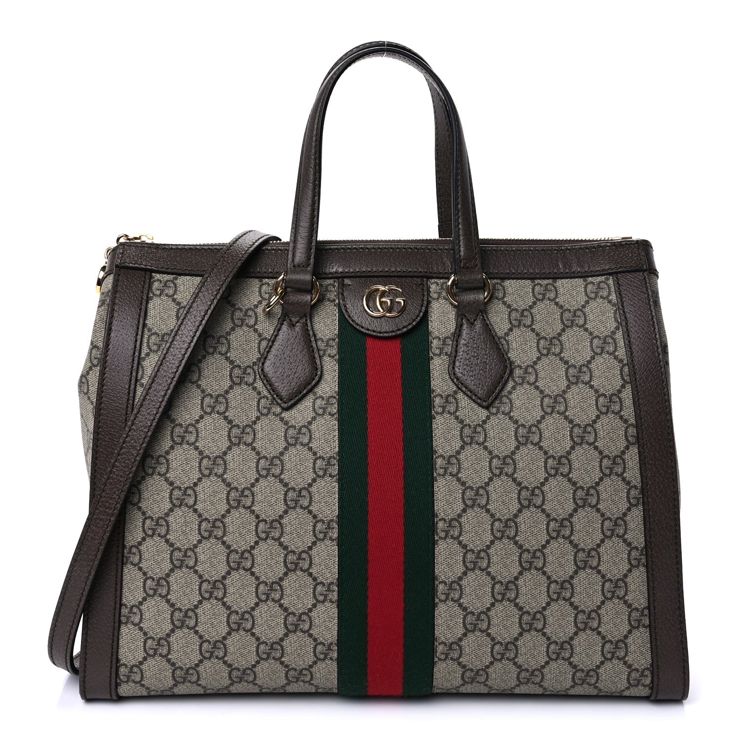 Gucci GG Supreme Monogram Web Medium Ophidia Tote Bag  Brown 1 of 8