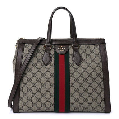 Gucci GG Supreme Monogram Web Medium Ophidia Tote Bag  Brown 1 of 8
