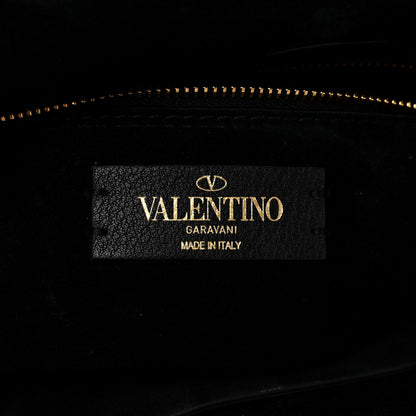 Valentino Garavani Grained Calfskin Medium Roman Stud Shoulder Bag Black 6 of 9