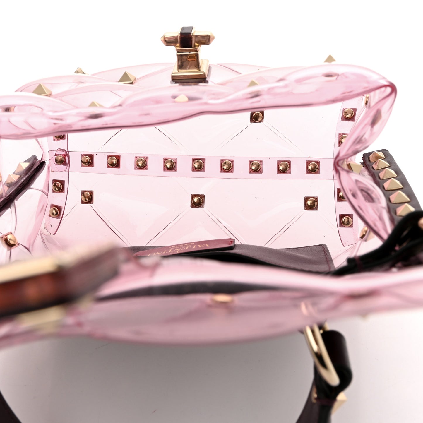PVC Mini Candystud Top Handle Bag Rubin