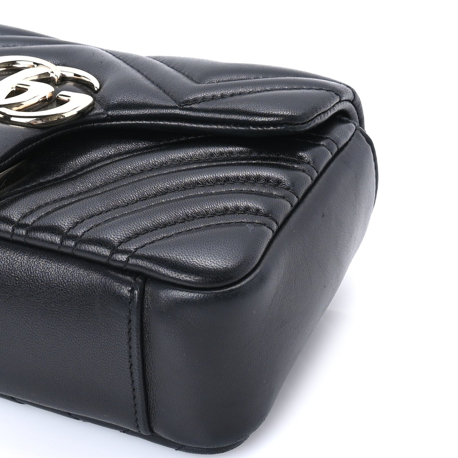 Gucci Lambskin Matelasse Small GG Marmont Shoulder Bag Black 8 of 8
