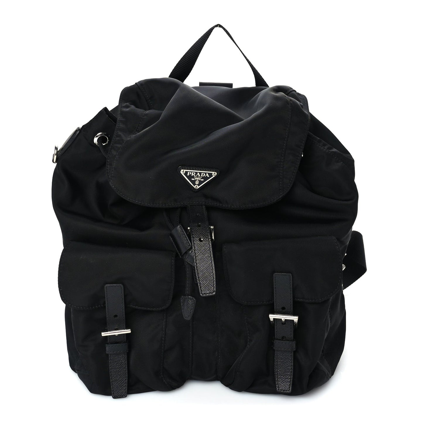 Re-Nylon Vela Saffiano Medium Backpack Black