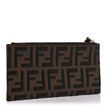 Fendi Calfskin FF 1974 Embossed Zip Pouch Maya Black 3 of 8