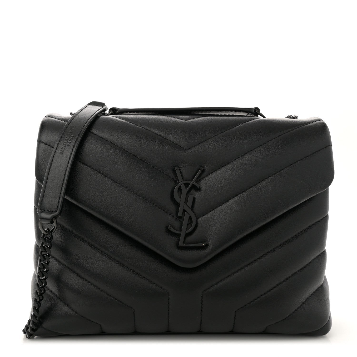 Saint Laurent Calfskin Y Quilted Monogram Monochrome Small Loulou Chain Satchel Black 1 of 7
